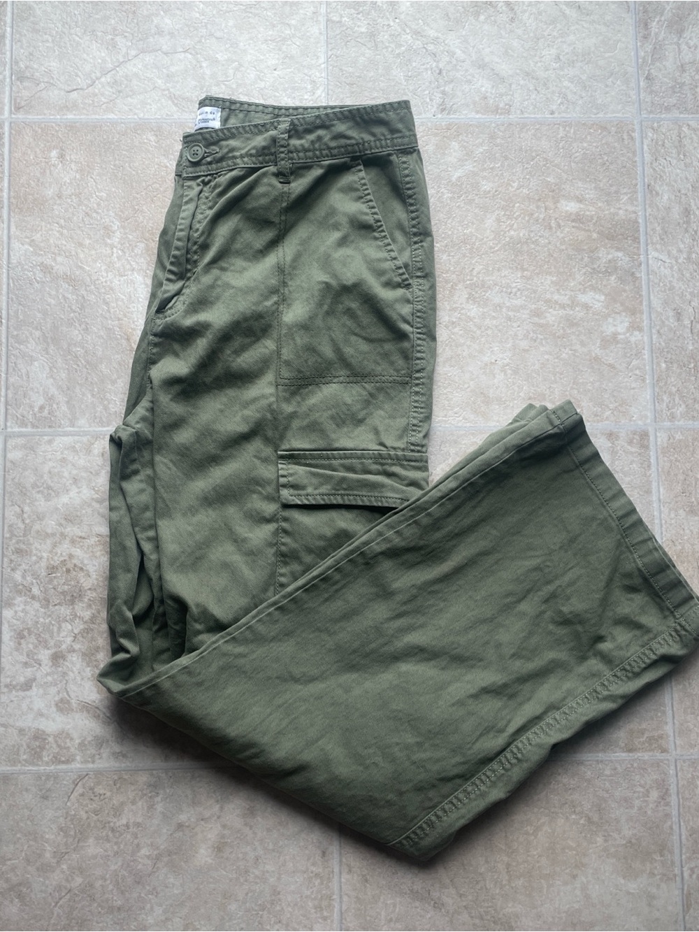 Denim & Co Olive Green Cargo Pants Size 12 Relaxed Utility Style